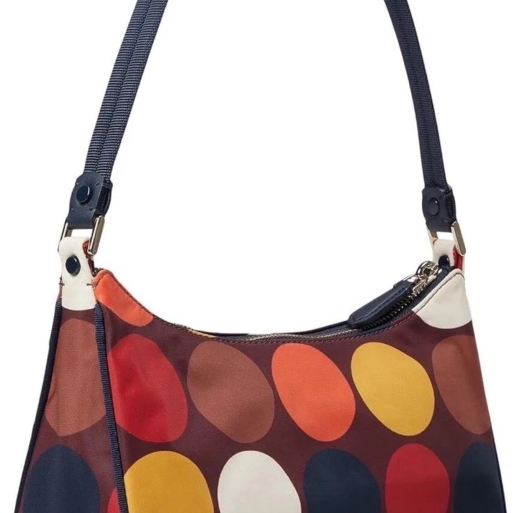 Women9s Multicolor Dot Shoulder Bag - Navy Strap